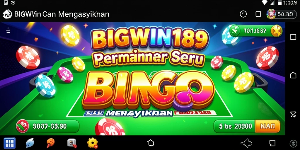 Tampilan gameplay seru dalam BIGWIN189 dengan kartu Bingo yang berwarna-warni.