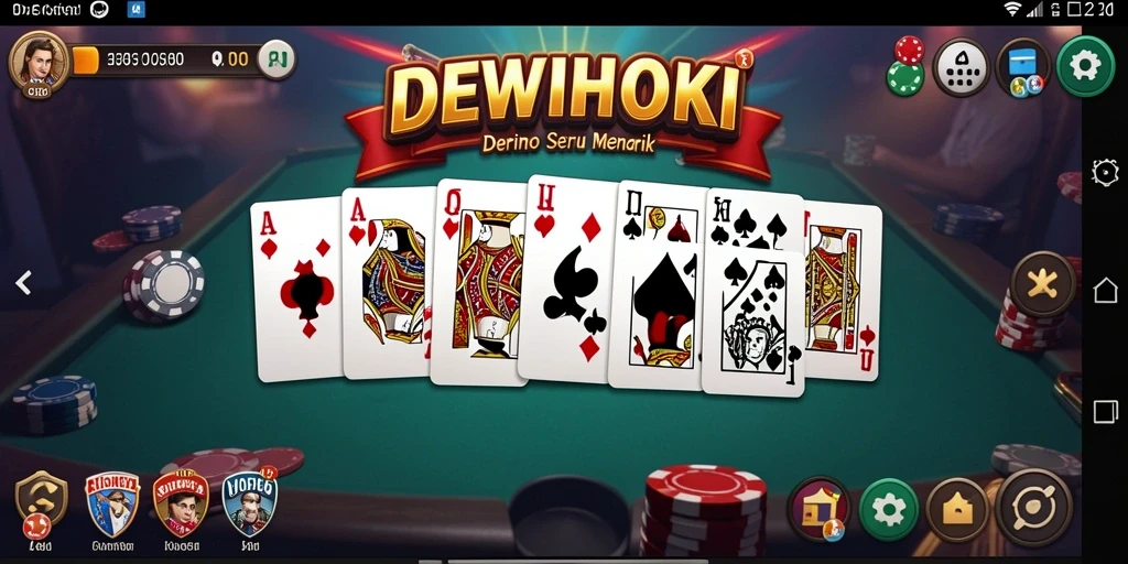 Screenshot DEWIHOKI menampilkan gameplay domino yang seru dan interaktif.