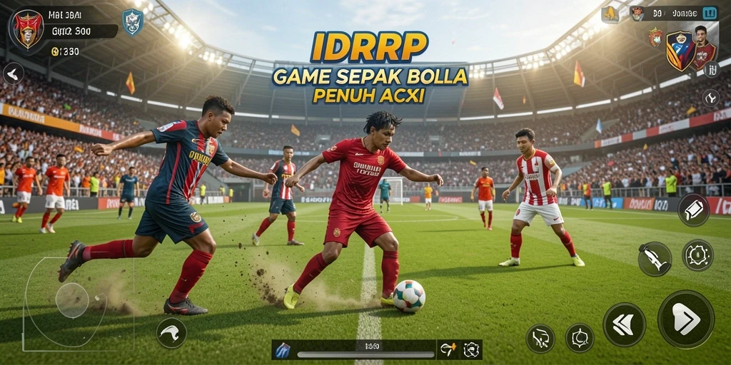 Gameplay IDRRP yang seru dan penuh aksi sepak bola.