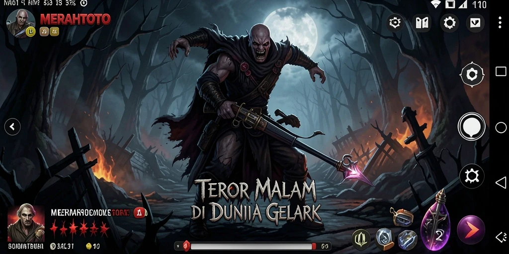 Tampilan gameplay menegangkan di dalam dunia <strong>MERAHTOTO</strong> yang gelap.
