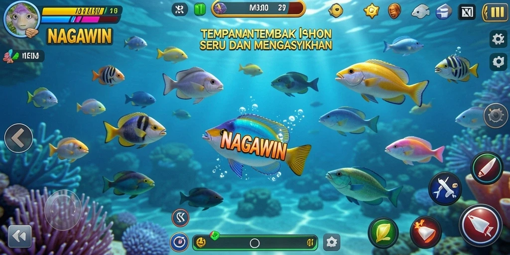 Tampilan gameplay seru Tembak Ikan di NAGAWIN.