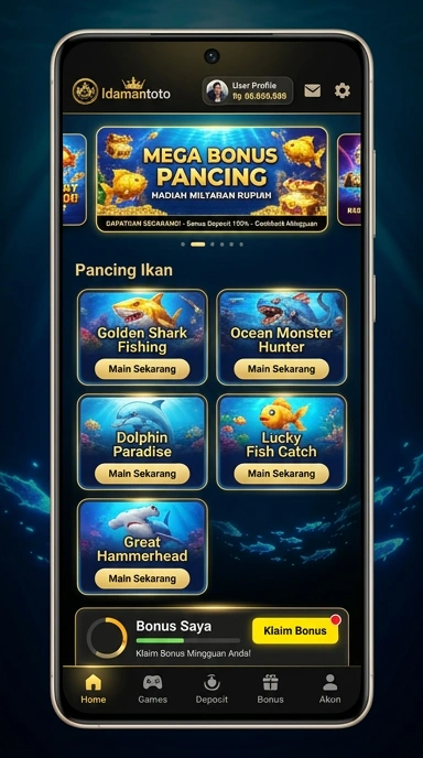 Screenshot aplikasi idamantoto dengan tampilan antarmuka yang sederhana.